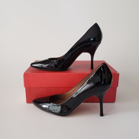 Donald J Pliner Size 7M Brave-26 Patent Leather Black Heels With Box - Picture 1 of 12